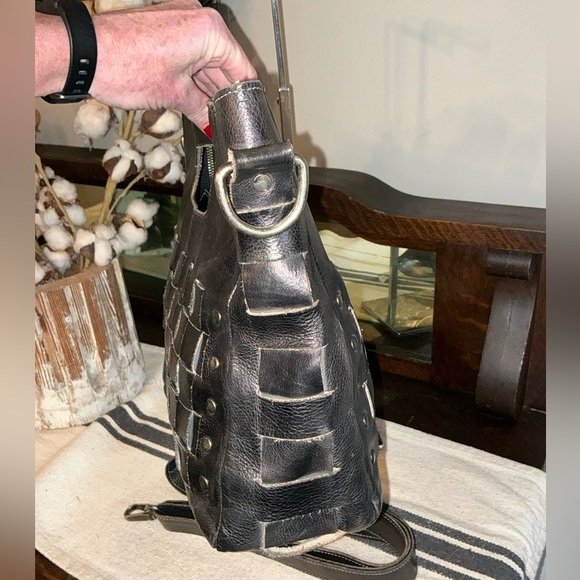 Bed Stu Orchid Leather Satchel Handbag Crossbody Bag Black Rustic MSRP $280 - Picture 5 of 12